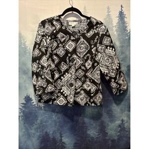 Women's Cold Water Creek Jacket 34 Sleeve Size 6‎ Petite Black And White